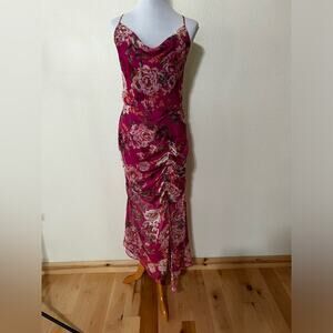 Sau Lee Freida SAULEE Dress in Hot Pink Floral Size US 2